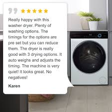 The whirlpool wfc8090gx has a great selection of smart technology such as app and wifi compatibility, but a limited warranty lets it down. Hwd100 B14979 Haier Washer Dryer White Ao Com