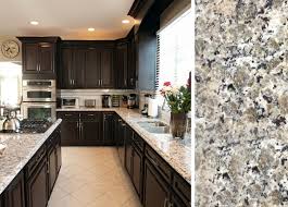 pair countertop colors with dark cabinets