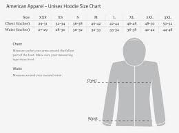 Correct American Apparel Unisex Hoodie Size Chart American