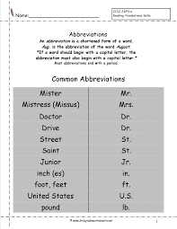 Free Abbreviation Worksheets And Printouts