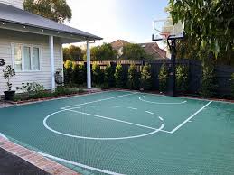A backyard court gives you the opportunity to shoot hoops, play hockey, badminton or whatever your sport typical backyard basketball court dimensions. Backyard Basketball Sports Courts Vic Turf Landscape Solutions