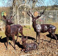 Deer Family Metal Garden Statue