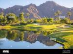 Beautiful golden light over Indian Wells Golf Resort, a desert ...