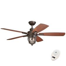 Allen Roth Castine 52 In Rubbed Bronze Led Indoor Outdoor Ceiling Fan With Remote 5 Blade In The Ceiling Fans Department At Lowes Com