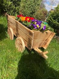 Wooden Cart Planter Wood Planter Box