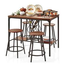 Include 2 pieces white barstools and one modern b. Wood Metal Pub Style Dining Table And Stools Set 5 Piece Christmas Tree Shops And That Home Decor Furniture Gifts Store
