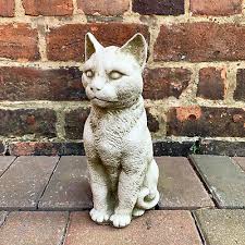 Serene Cat Sculpture Stone Grey Sitting
