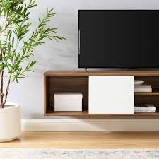 Wall Mount Tv Stand In Walnut White
