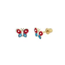 14k gold red and blue enamel erfly