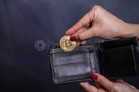 Bitcoin Into Black Leather Wallet