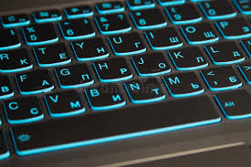 Close Up Of Laptop Keyboard Backlight Blue Backlit Keyboard Stock Photo Image Of Office Technology 177498058