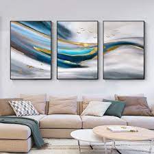 Framed Painting Set Of 3 Wall Art Gold