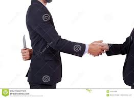 Stab Back,two Business Men Making a Deal but Hiding Knives Stock Photo -  Image of shake, competition: 101072350