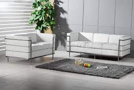Grande Sofa Loveseat Set In White Leather
