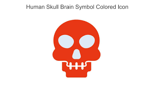 human skull brain symbol colored icon
