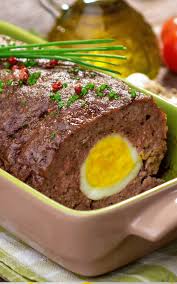 german meatloaf with hard boiled eggs