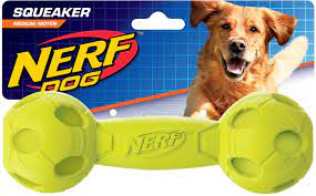 nerf dog squeak barbell dog toy chewy