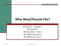 Who Must Should File Irs Pub 17 Chapter 1 Irs Pub Ppt