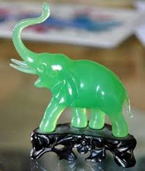 Vintage Faux Jade Elephant Figurine