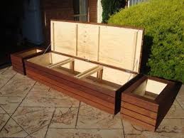 wooden outdoor storage bench seat top