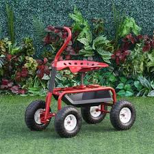 Garden Cart With Swivel Adjustable Seat