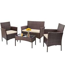 Whether you've got a balcony to hold just a bistro set. 4 Pieces Outdoor Patio Furniture Sets Rattan Chair Wicker Conversation Sofa Set Patio Chair Garden Furniture Set For Backyard Lawn Porch Poolside Balcony With Coffee Table Brown Walmart Com Walmart Com