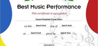 Music Performance Award Certificates Professional