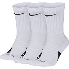 Nike Mens Elite Everyday Basketball Crew Socks White Black Size Medium 3 Pairs