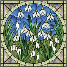Snowdrops In The Round Stained Glass