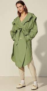 Sandro Light Green Women S Arie Belted Cotton Blend Trench Coat Us 42
