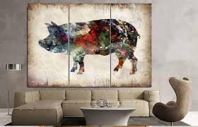 Pig Canvas Art Pig Multipanel Art