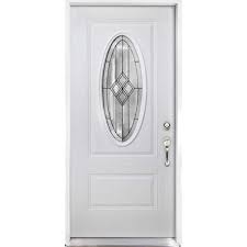 white primed steel prehung front door