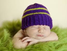 Hat and shawl with cable pattern set free knitting. Plain And Striped Newborn Purple Hat Halifax Charity Knitters