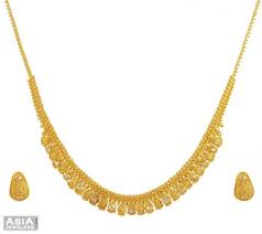 22k gold necklace and earrings set with