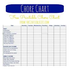 Free Printable Teenage Chore Chart Disclosed Free Teen Chore
