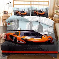 Orange Sport Car Comforter Cover Set