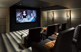 75 Home Theater With Gray Walls Ideas