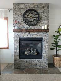stacked stone fireplace remodel