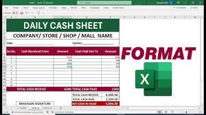 daily cash report format in excel free