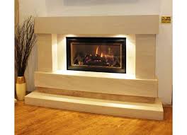 Limestone Glass Fronted Fireplace Suite