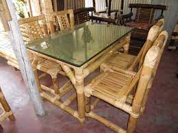 bamboo dining table with 4 chairs