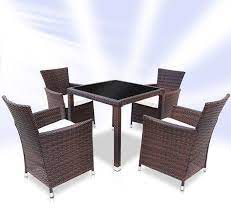 Rattan Dining Table And 4 Chairs Set