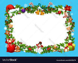 Christmas Greeting Card With Gifts Frame Vector Image
