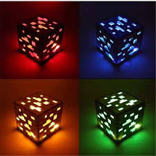 Minecraft Light Up Night Lamp Redstone Ore Blue Stone Diamond Square Night Light Cube Led Lamp Minecraft Toys For Kids Gift Lamp Led Night Lights Aliexpress