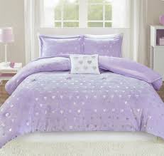 Purple Metallic Hearts Plush Comforter