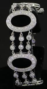 Details About 18k White Gold 8 88ct Vs Diamond Fancy Oval Link Chain Bracelet