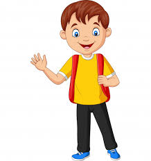 Premium Vector | Cartoon school boy carrying backpack waving hand