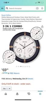 Mofine Outdoor Thermometer Clock For