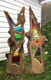 stained lead gl wood garden sculptures