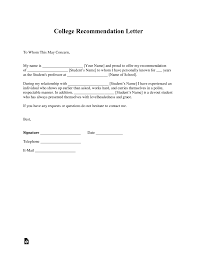 Free College Recommendation Letter Template With Samples Pdf